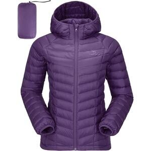 Camel Crown Down Jacket Hooded Winter Light Weight Puffer Coat Women's Size 3XL